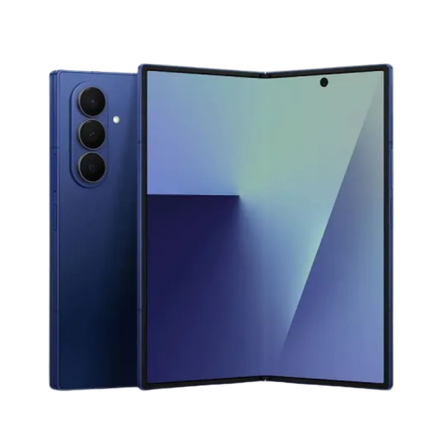Foldable smartphone Samsung Galaxy Z Fold 7 with gradient design on a white background