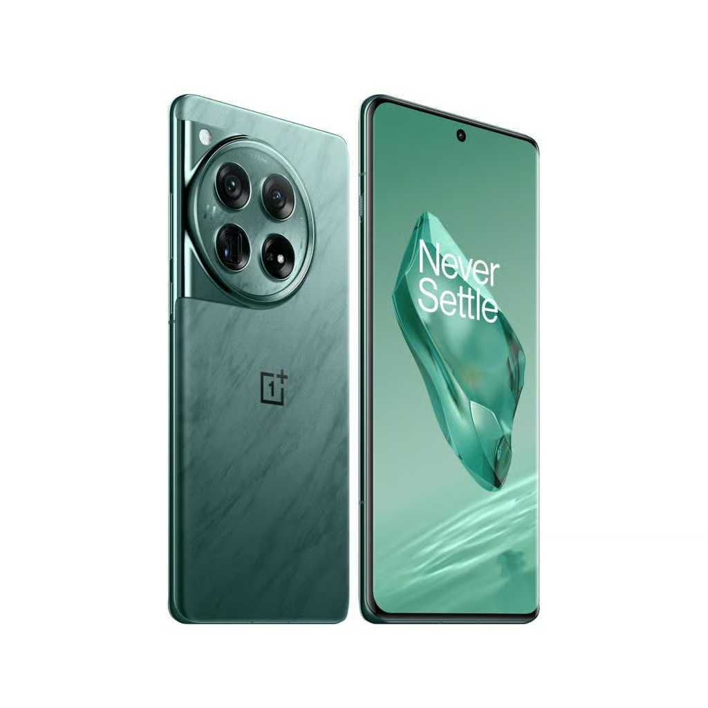 OnePlus smartphone showing front and back on a white background