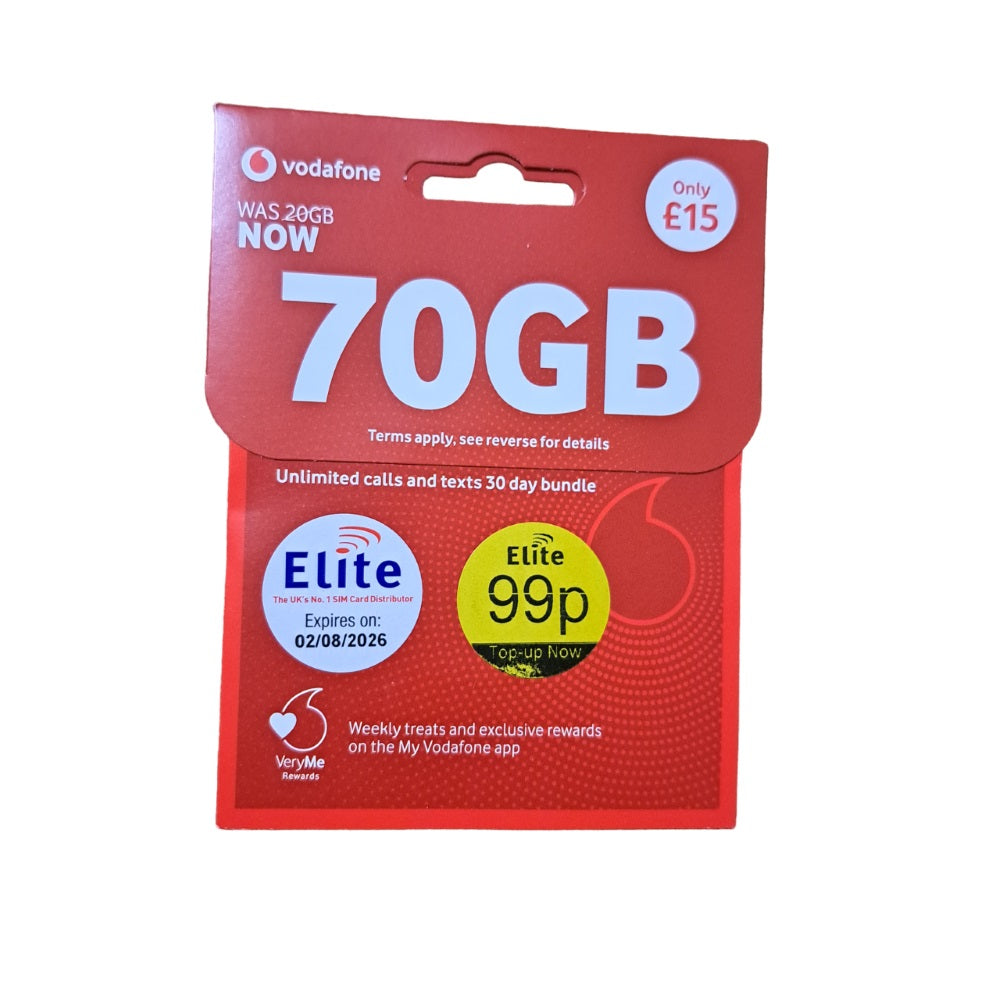 Vodafone Pay As You Go Sim Card - £15