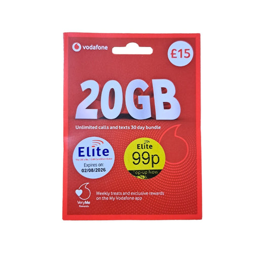 Vodafone Pay As You Go Sim Card - £15