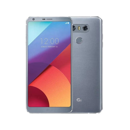 LG G6 silver showing front and back on a white background