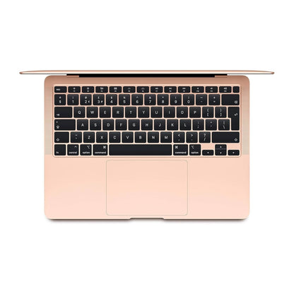 Rose gold MacBook Air 13 laptop with black keyboard on a white background
