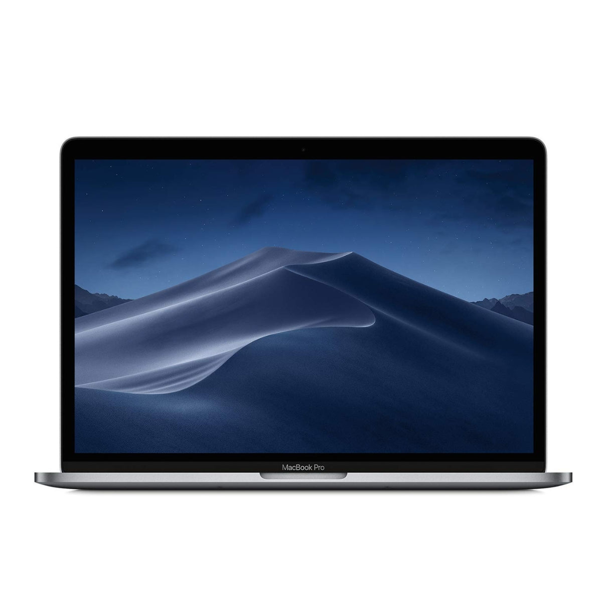 MacBook Pro 13 (2018) with a mountainous landscape on the screen against a white background