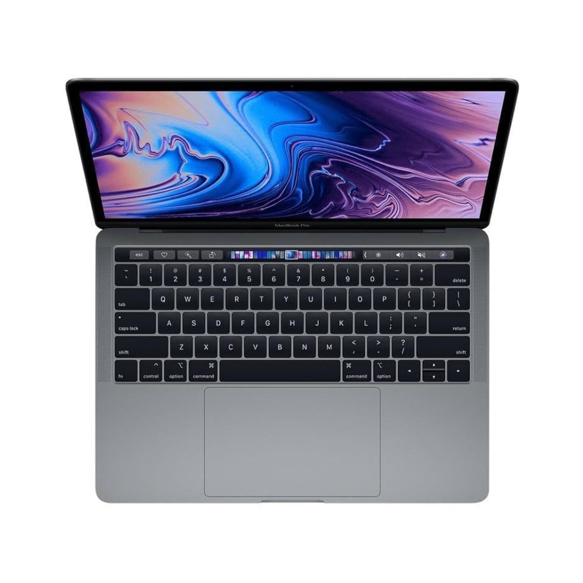 MacBook Pro 13 (2018) laptop with a colorful display on a white background