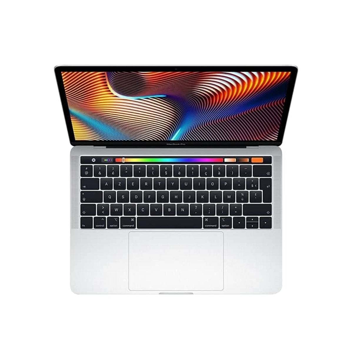 MacBook Pro 13 (2019) laptop with a colorful display on a white background