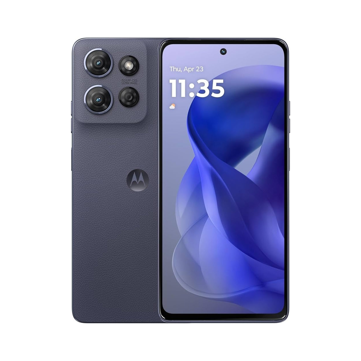 Motorola G Power 2025 (US version) Gravity Grey smartphone showing front and back on a white background