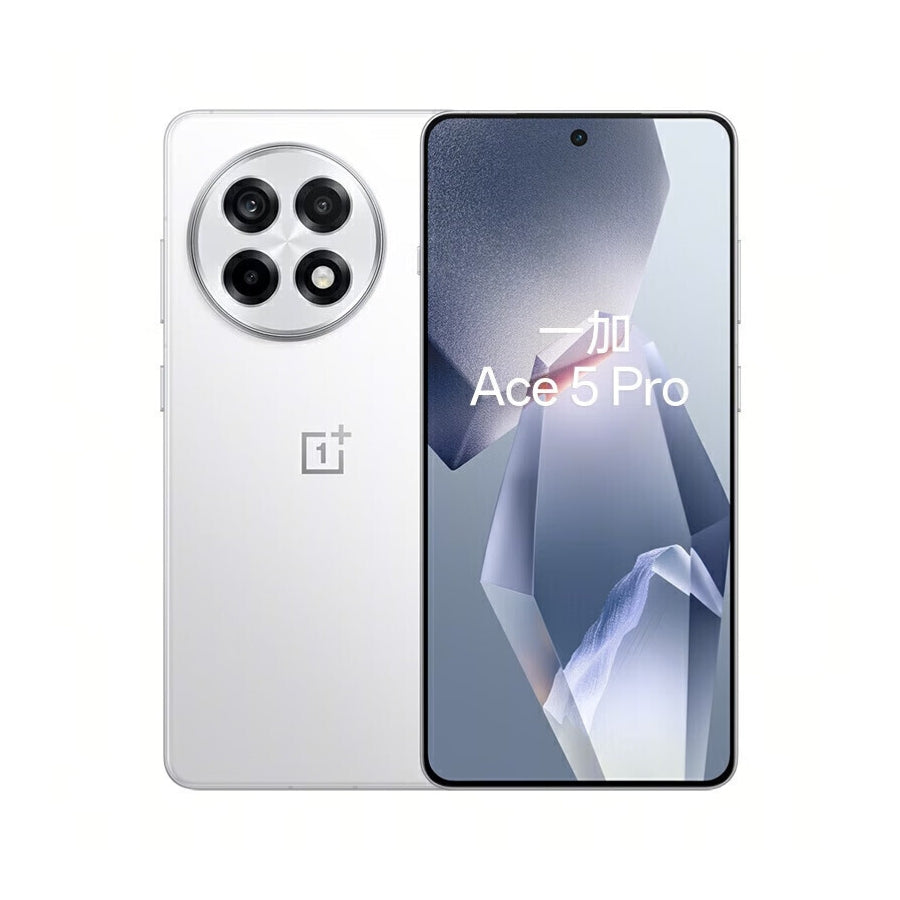 OnePlus Ace 5 Pro smartphone showing front and back on a white background