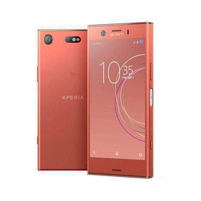 Red Sony Xperia XZ1 Compact smartphone showing front and back on a white background