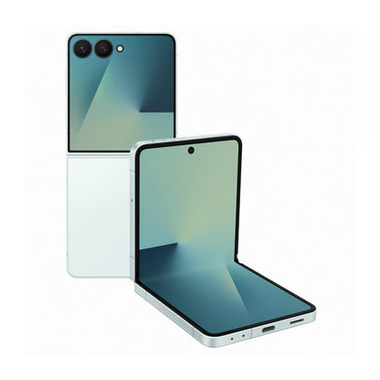 Samsung Galaxy Z Flip 7 phone showing front and back on a white background