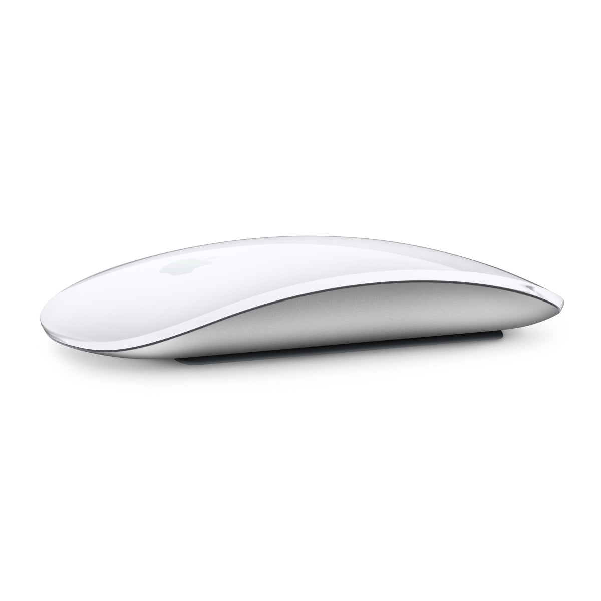 Black Apple Magic Mouse (4th Gen) on a light gray background