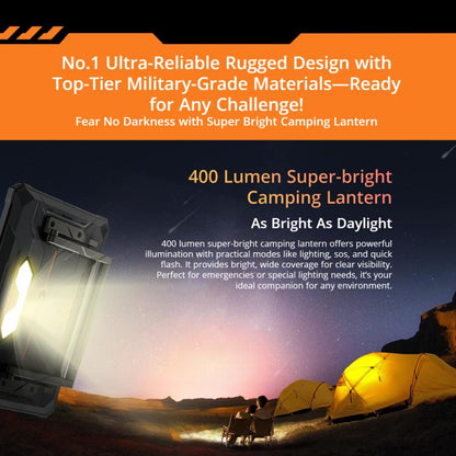 Camping lantern with text about its features and uses of Blackview Active 10 Pro 5G Tablet