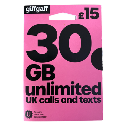 giffgaff Pay As You Go Sim Card - £15