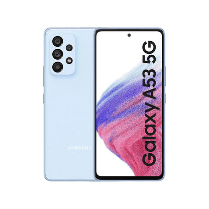 Samsung Galaxy A53 5G smartphone showing front and back on a white background
