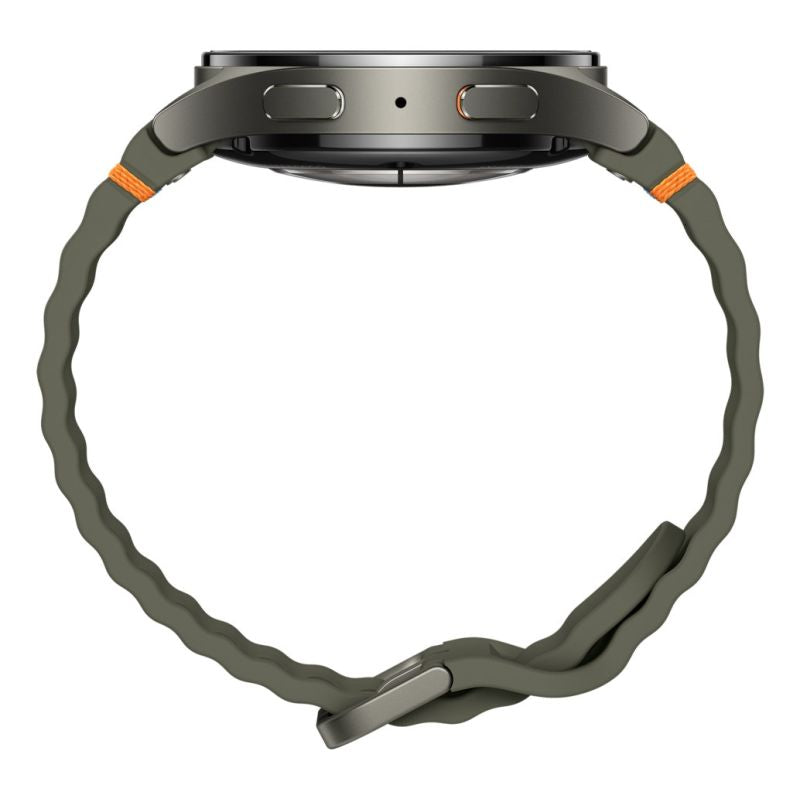Samsung Galaxy Watch 7 with a braided band on a white background