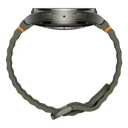 Samsung Galaxy Watch 7 with a braided band on a white background