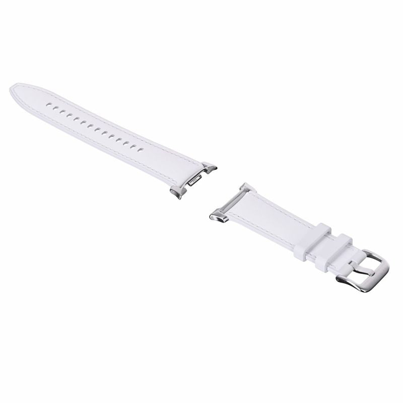 White Samsung Galaxy Watch 8 strap with metal clasp on a white background