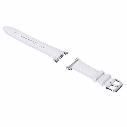 White Samsung Galaxy Watch 8 strap with metal clasp on a white background