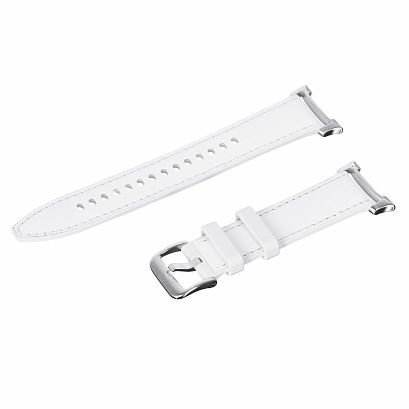 White Samsung Galaxy Watch 8 strap with silver buckle on a white background